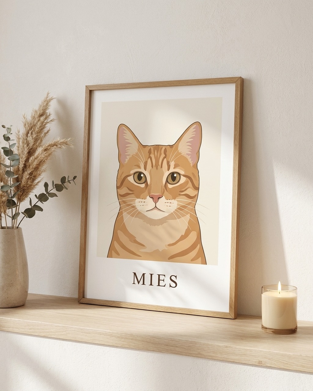 Kattenportret laten maken van je foto, ingelijst