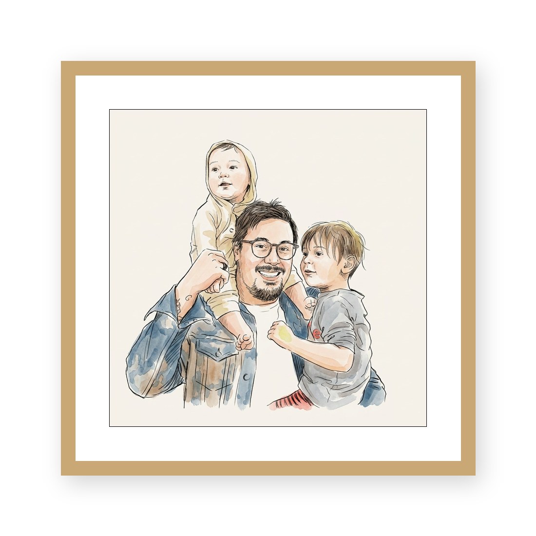 Familieportret cadeau van je foto | het hele gezin in één kunstwerk