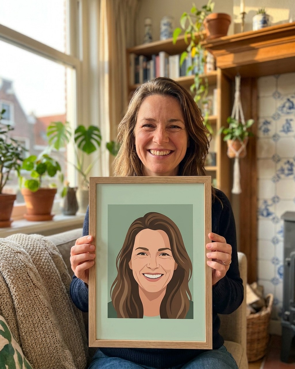 Flat illustratie van je foto | modern grafisch portret van een foto, voorbeeld van Dixels