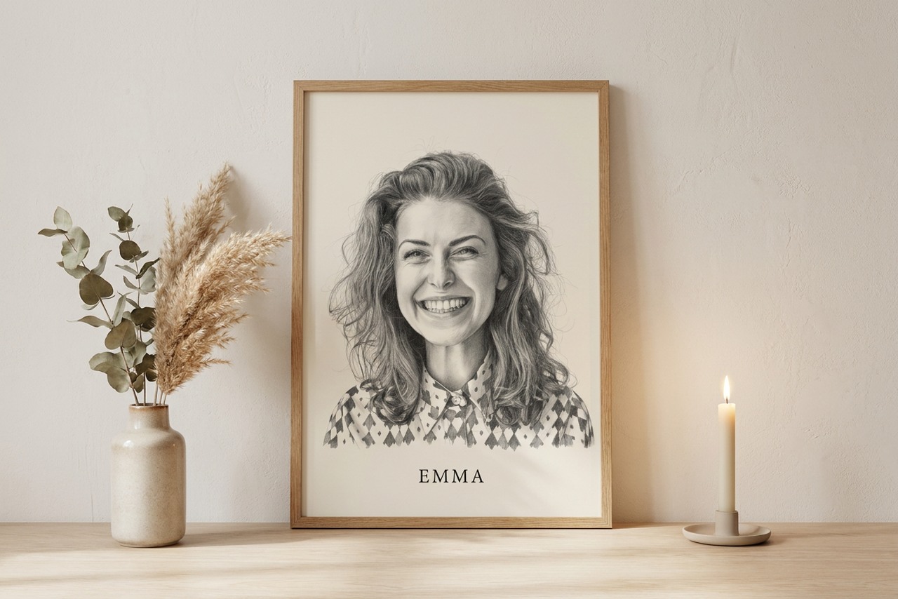 Potloodtekening ingelijst van je foto