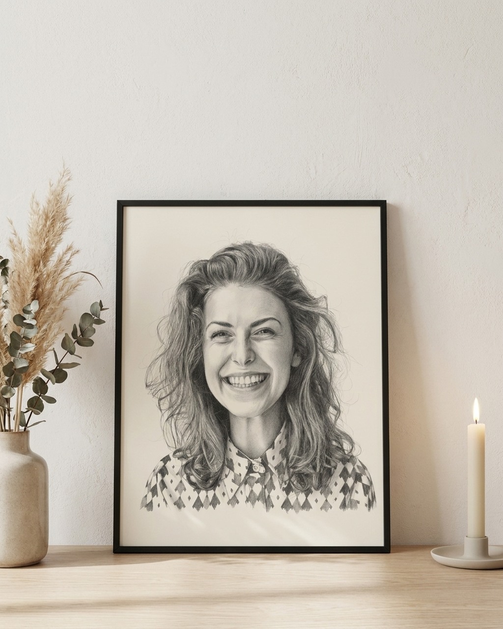 Grafiet portret als poster met lijst | potloodkunst