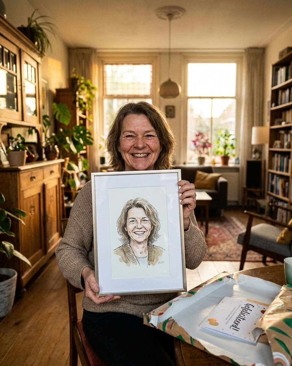 Aquarel portret met inktlijnen van je foto