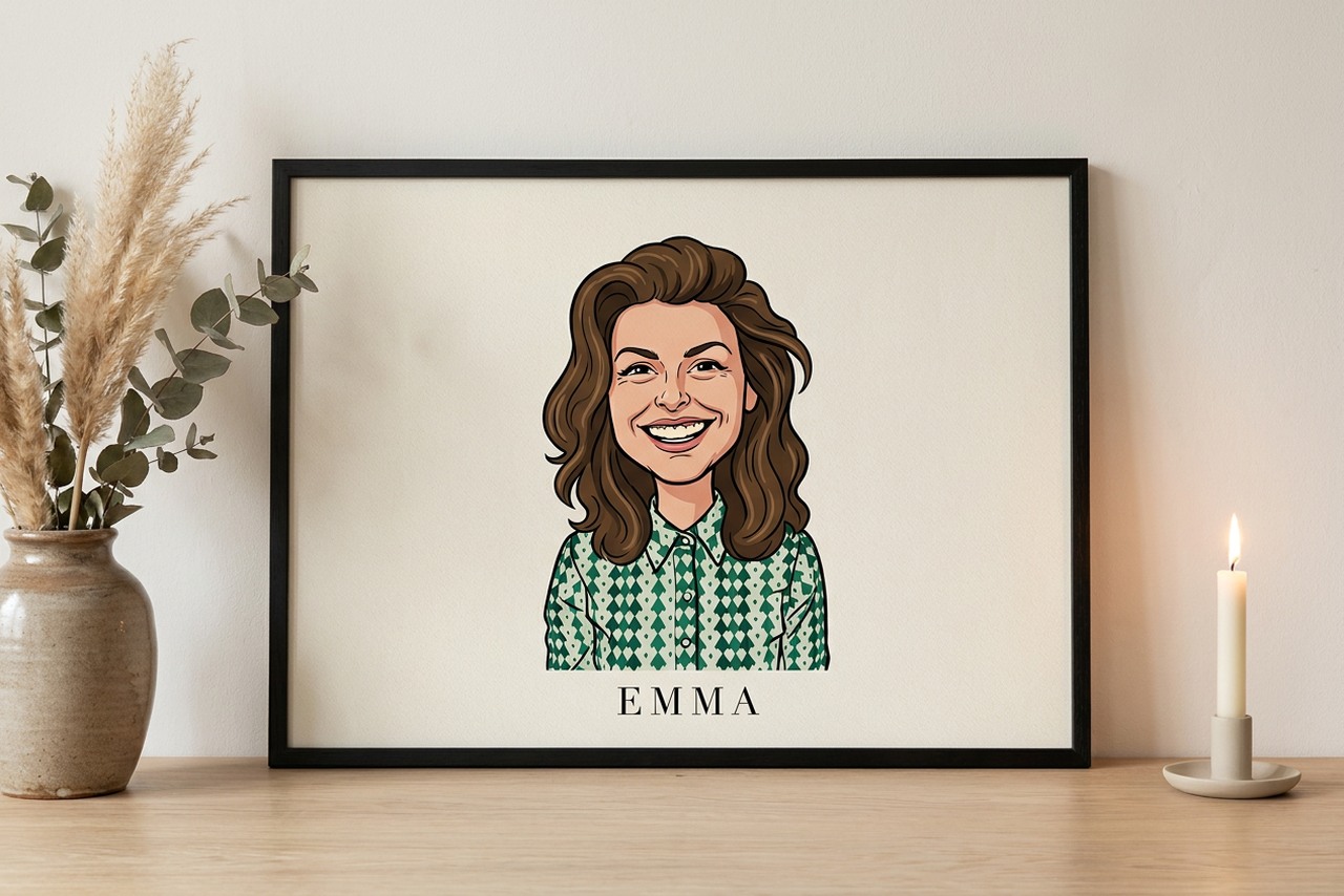 Karikatuur als poster met lijst | grappig cadeau