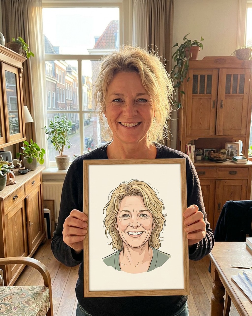 Kleurenportret laten maken van je foto van een foto, voorbeeld van Dixels