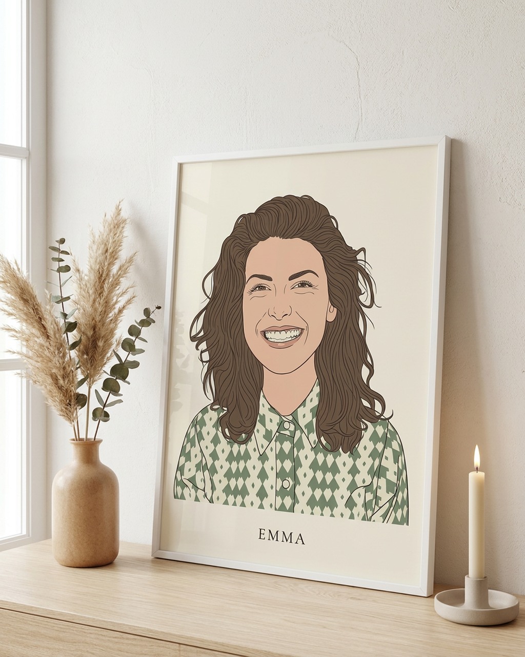 Portret in kleur als gepersonaliseerd cadeau van een foto, voorbeeld van Dixels