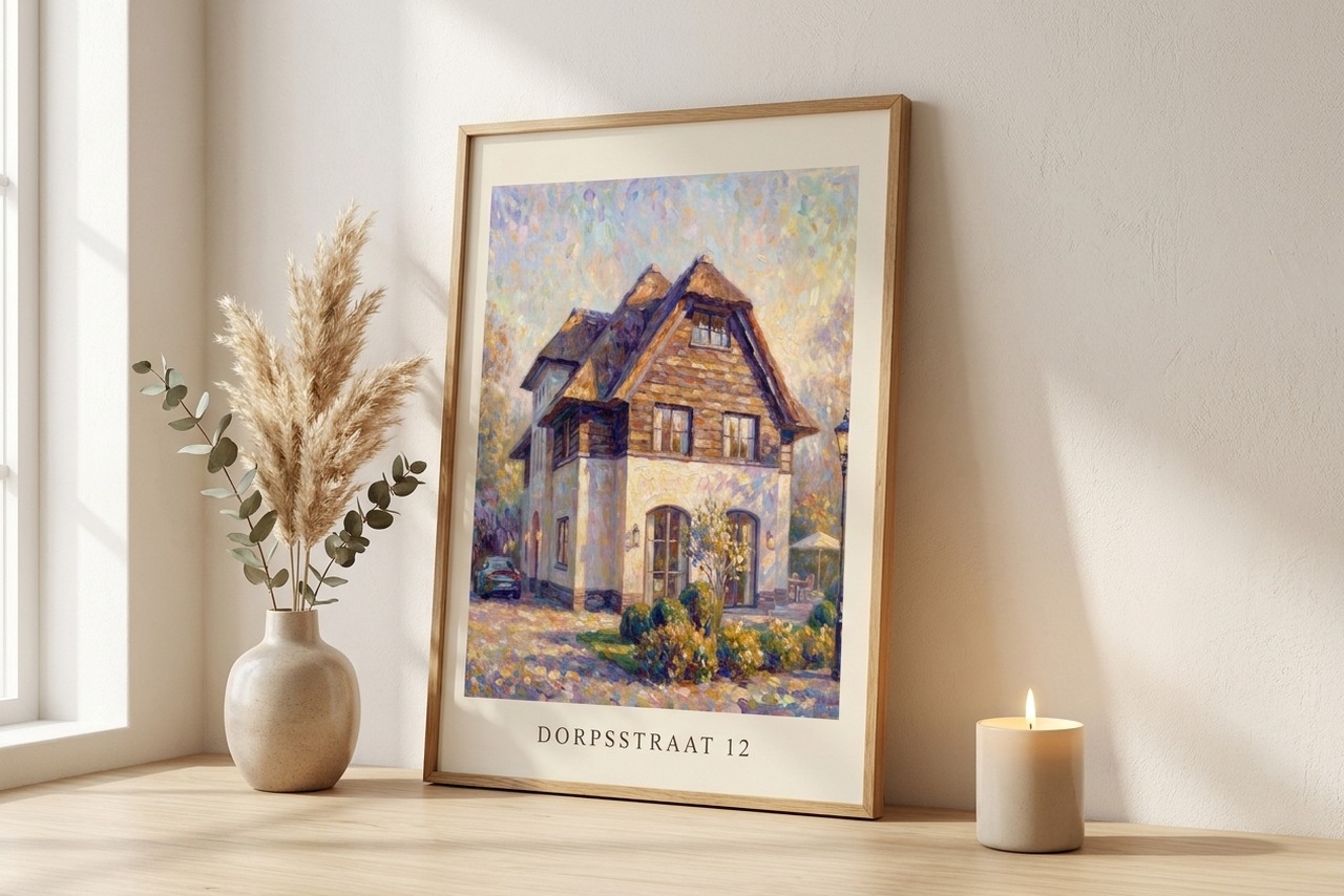 Schilderij van je huis vol licht | ingelijst