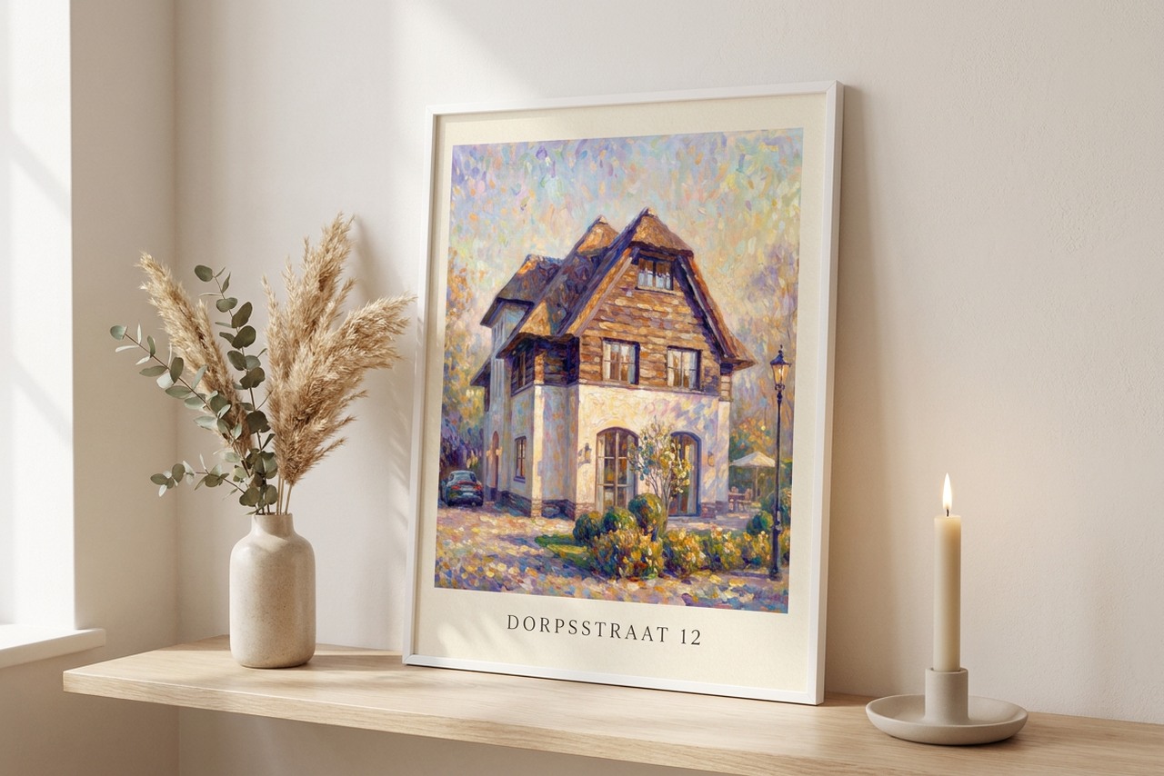 Impressionistisch huisportret als housewarming cadeau