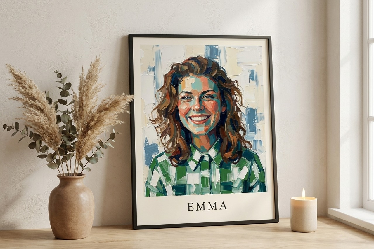 Abstract portret als poster met lijst | modern