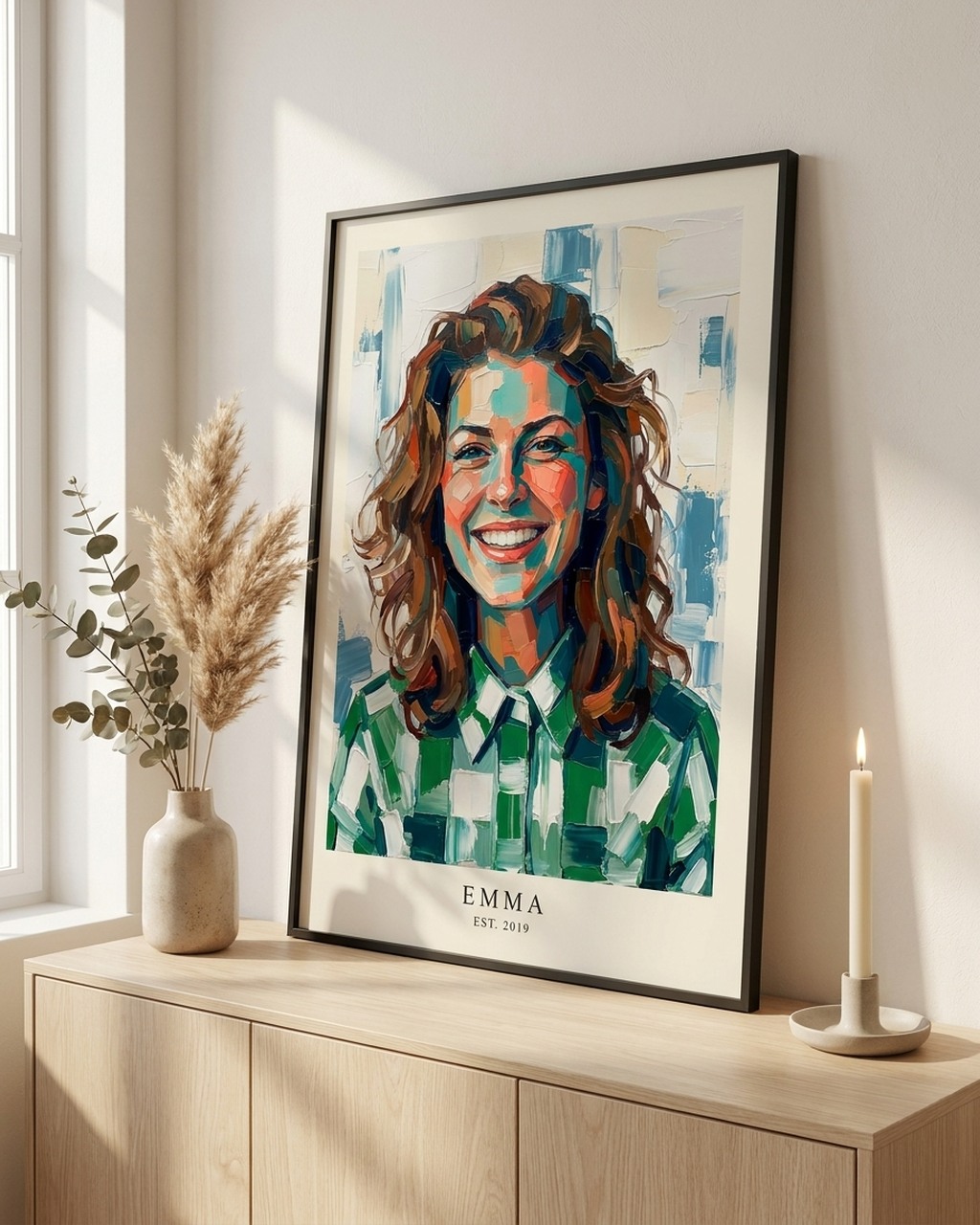 Abstract portret als poster met lijst | modern