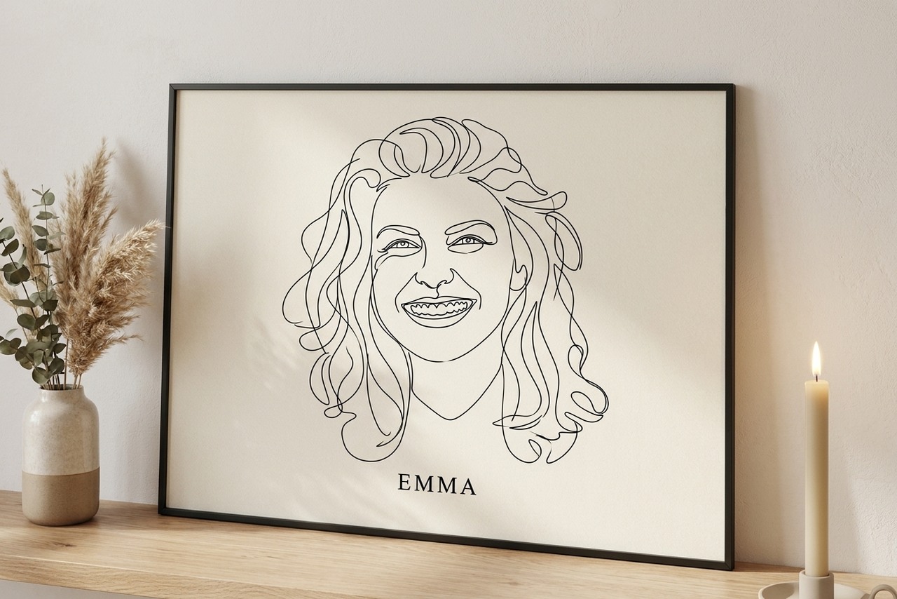 One line tekening als poster met lijst