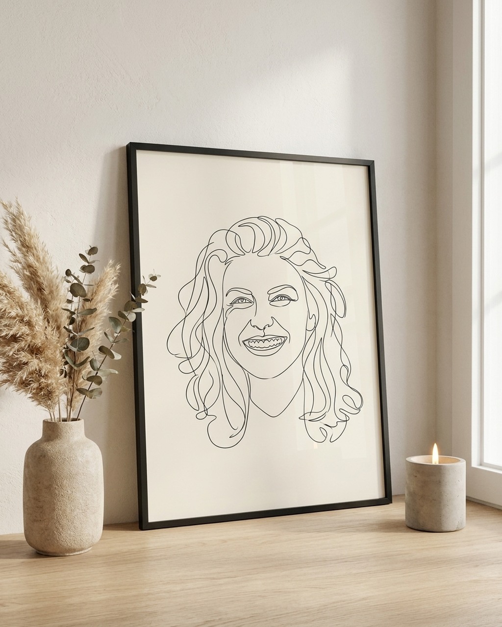 One line tekening als poster met lijst