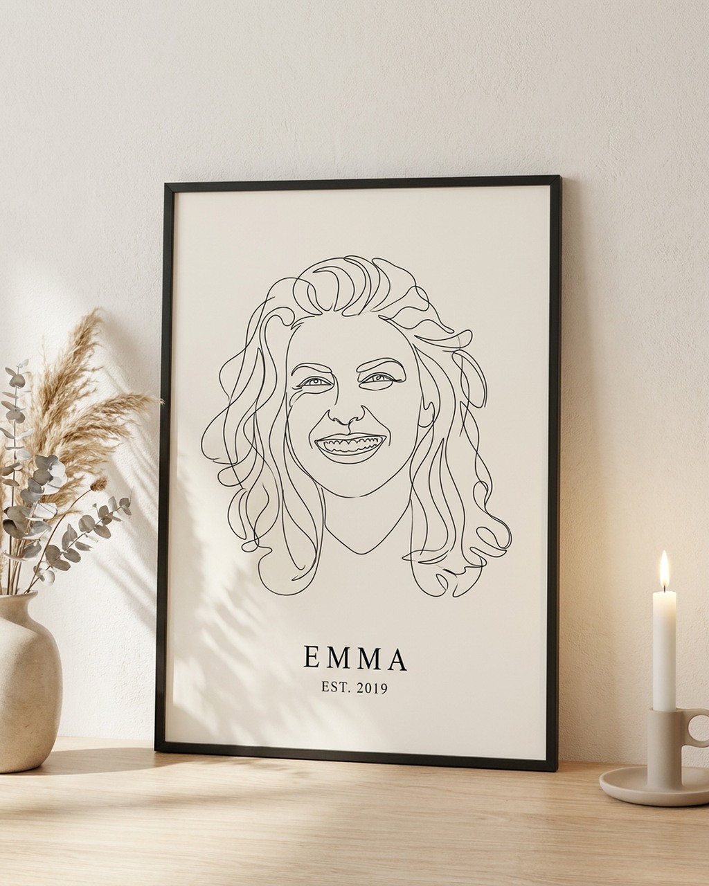 One line tekening als poster met lijst