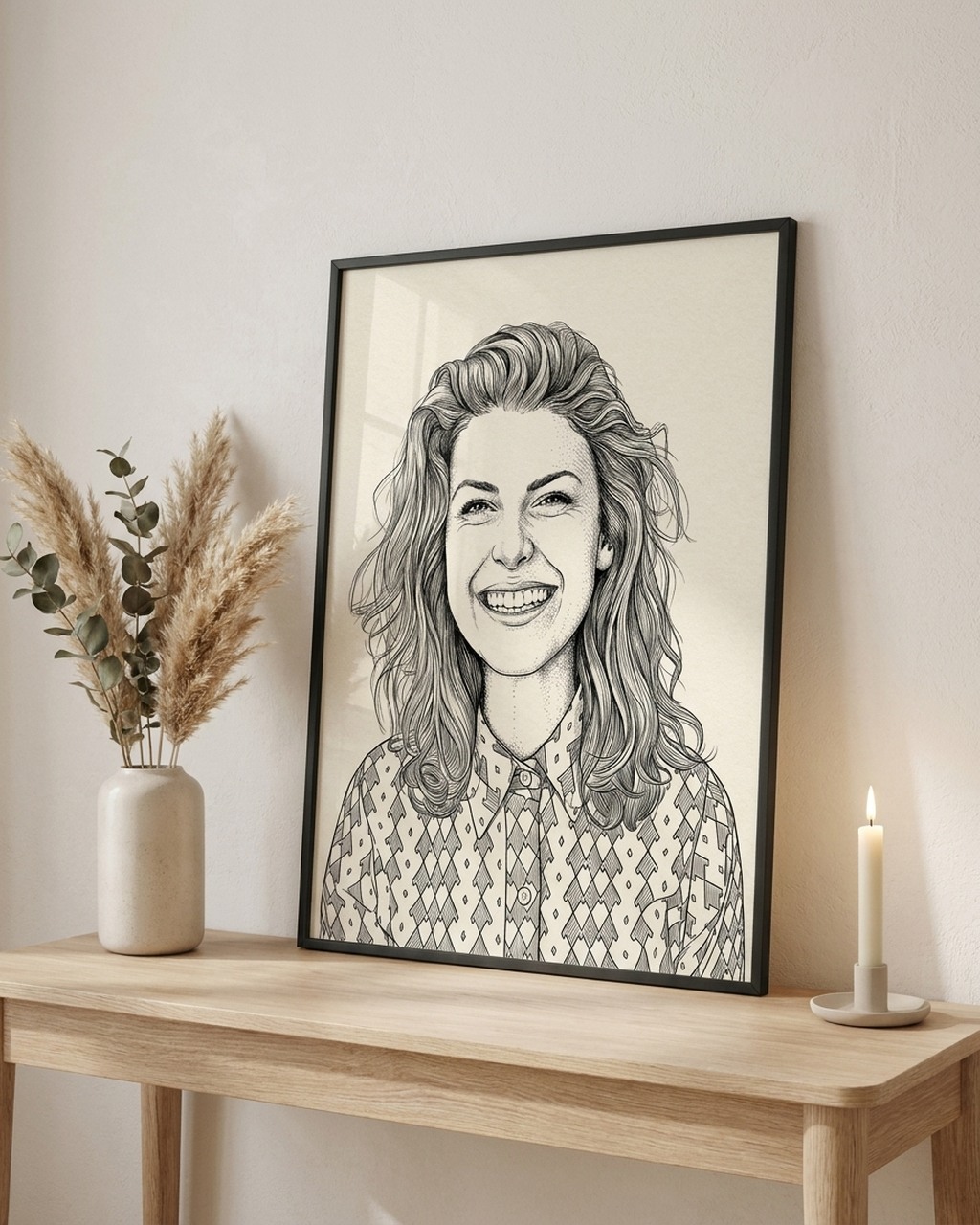 Zwart-wit portret als poster met lijst