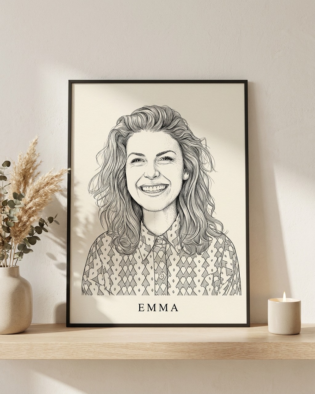 Zwart-wit portret als poster met lijst