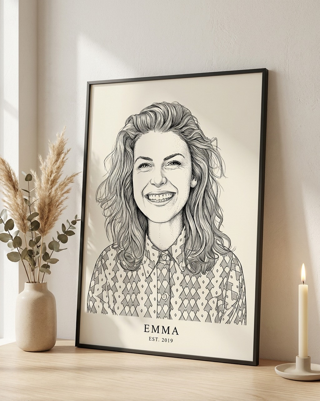 Zwart-wit portret als poster met lijst