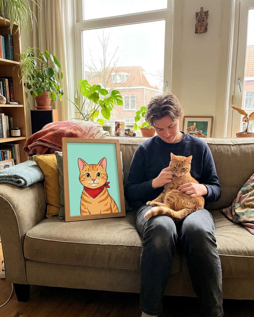 A framed Dixels artwork in a real home