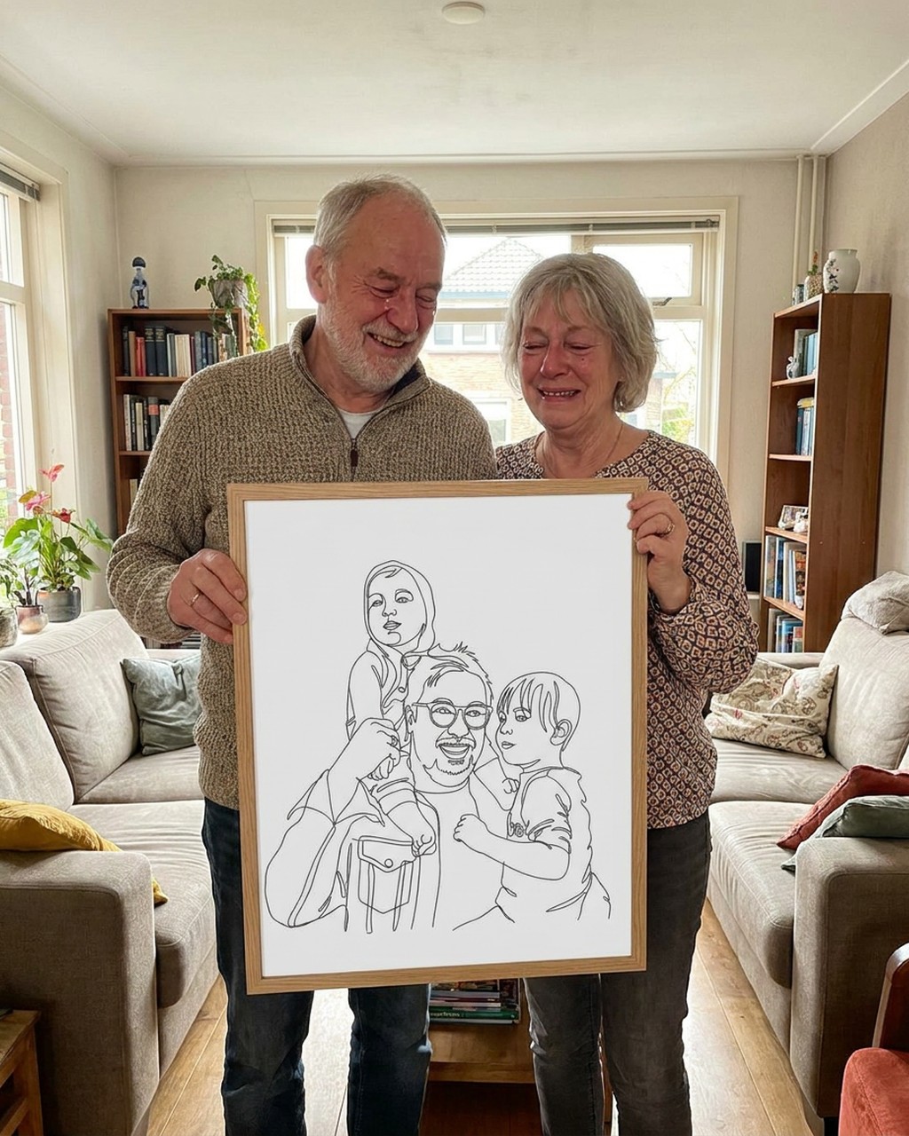A framed Dixels artwork in a real home