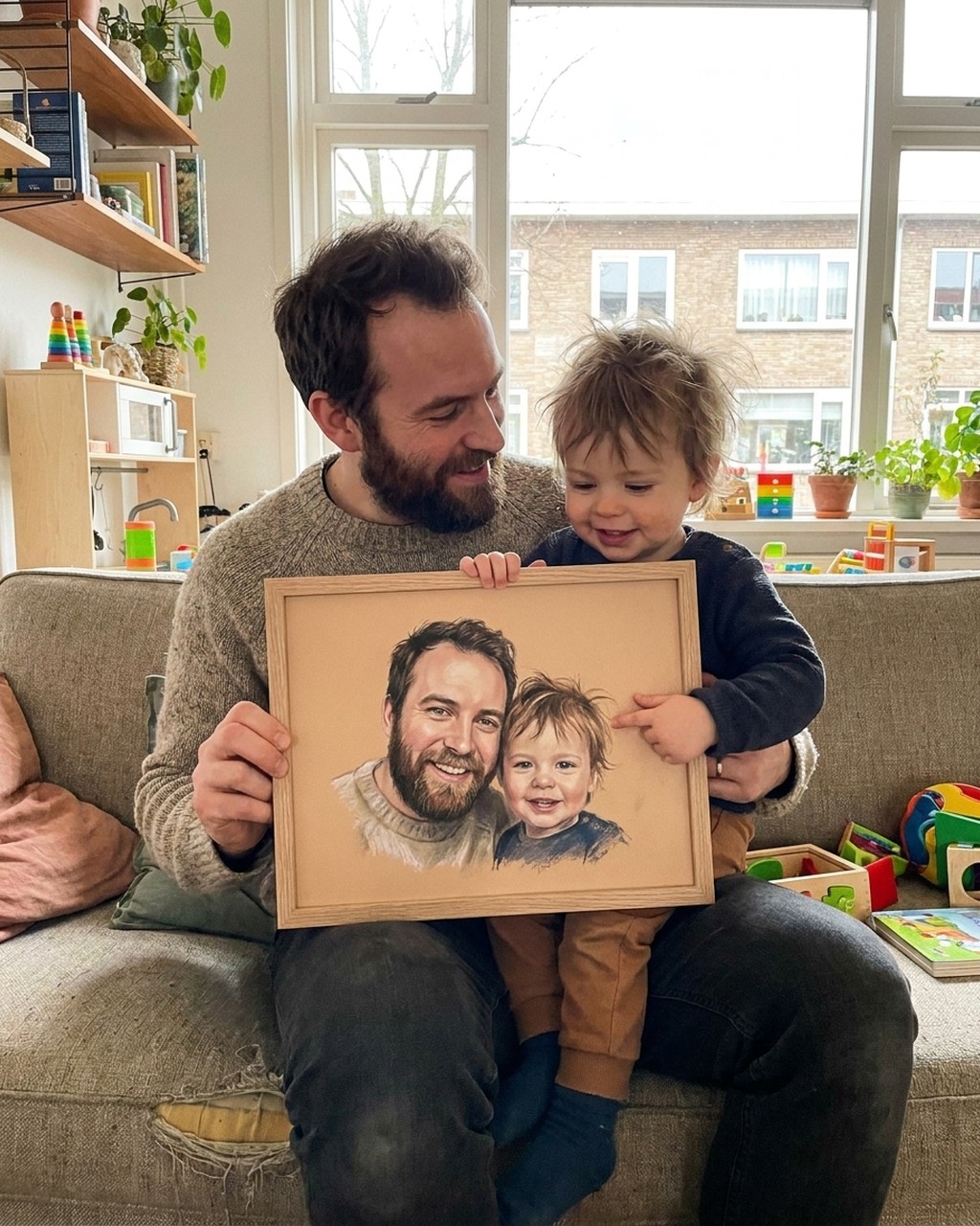 A framed Dixels artwork in a real home