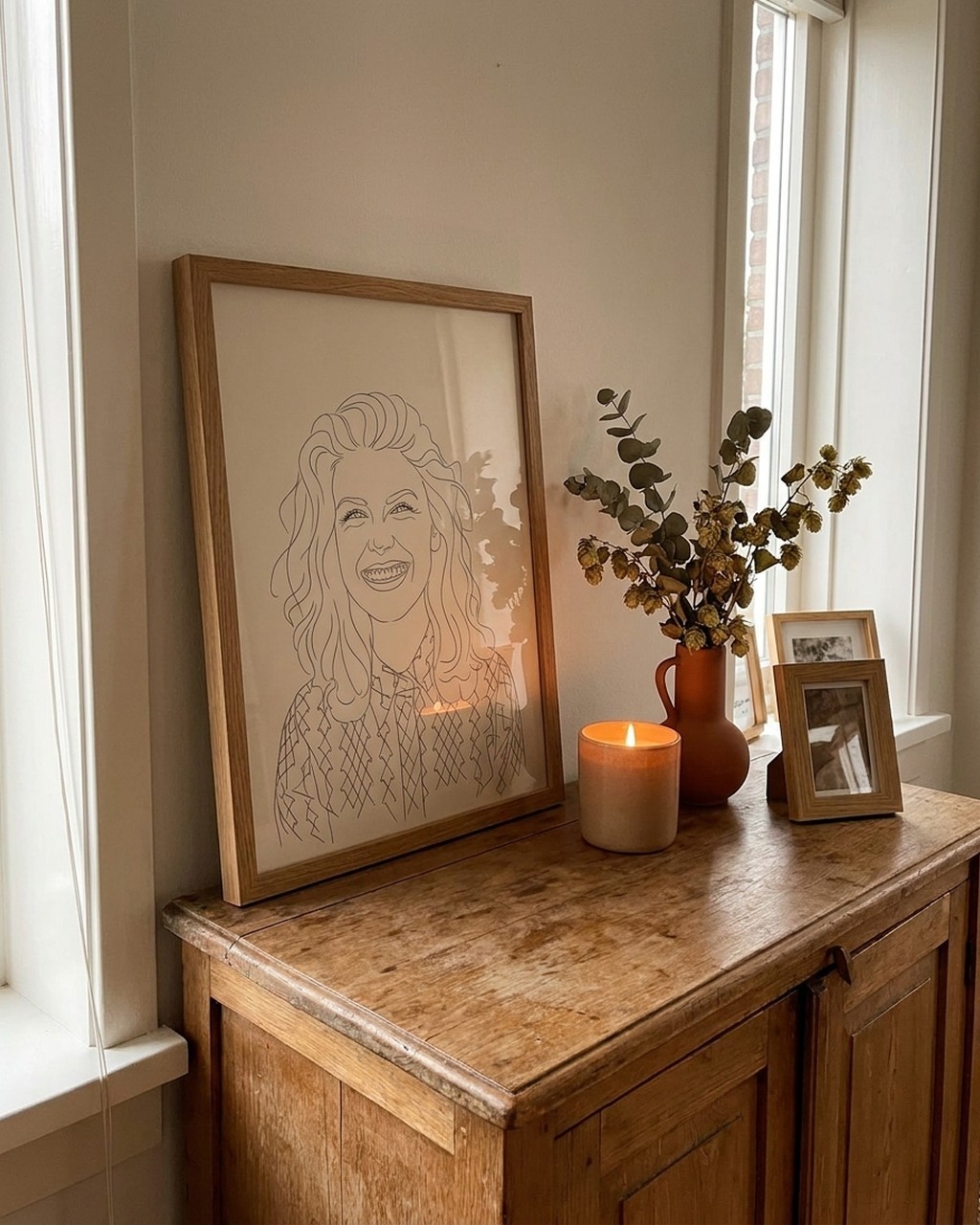 Minimalist artwork in a real home