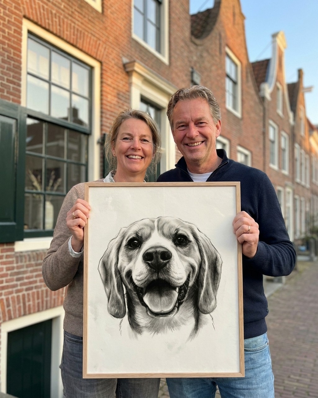 Houtskool kunstwerk bij iemand thuis
