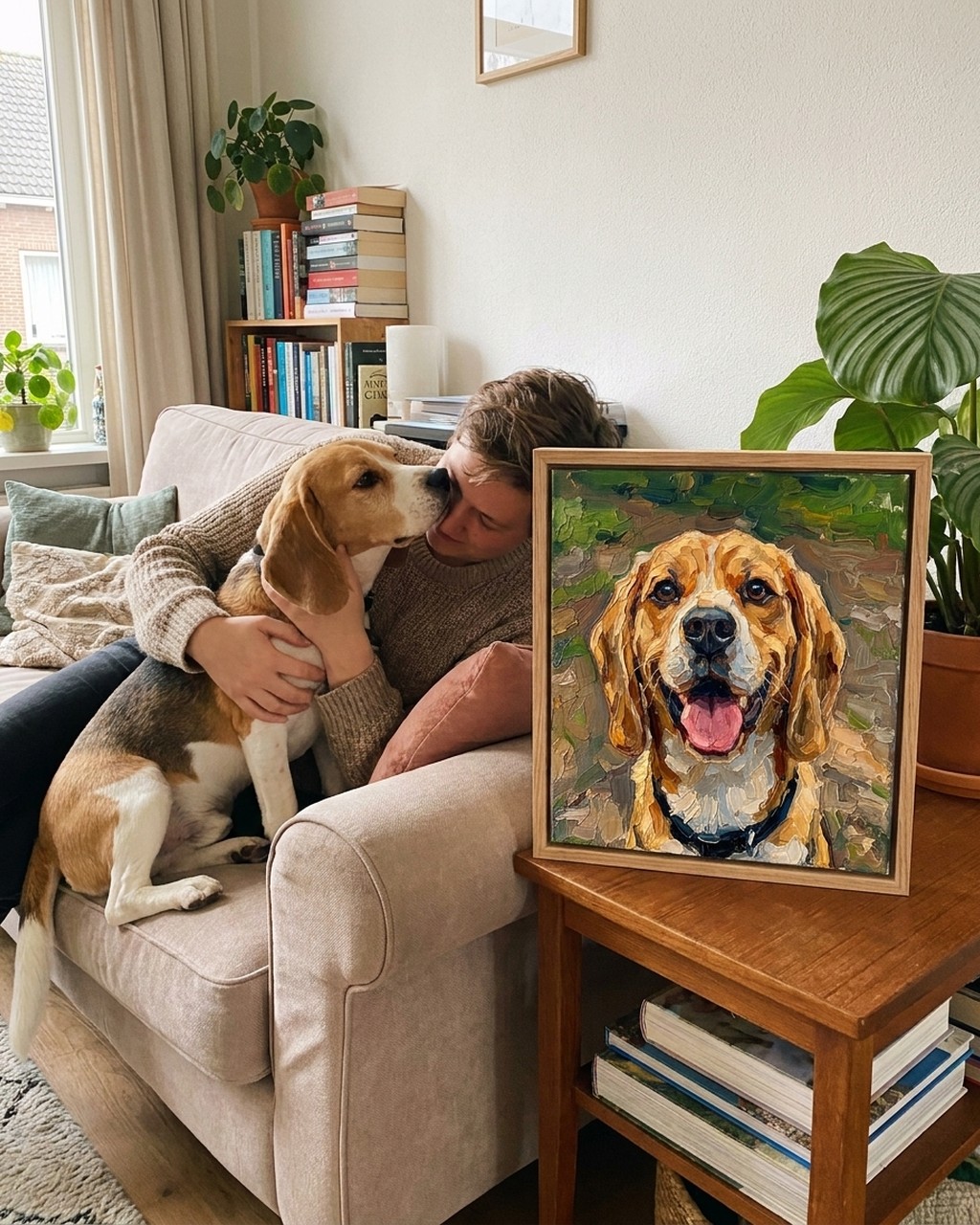 Impasto oil artwork in a real home