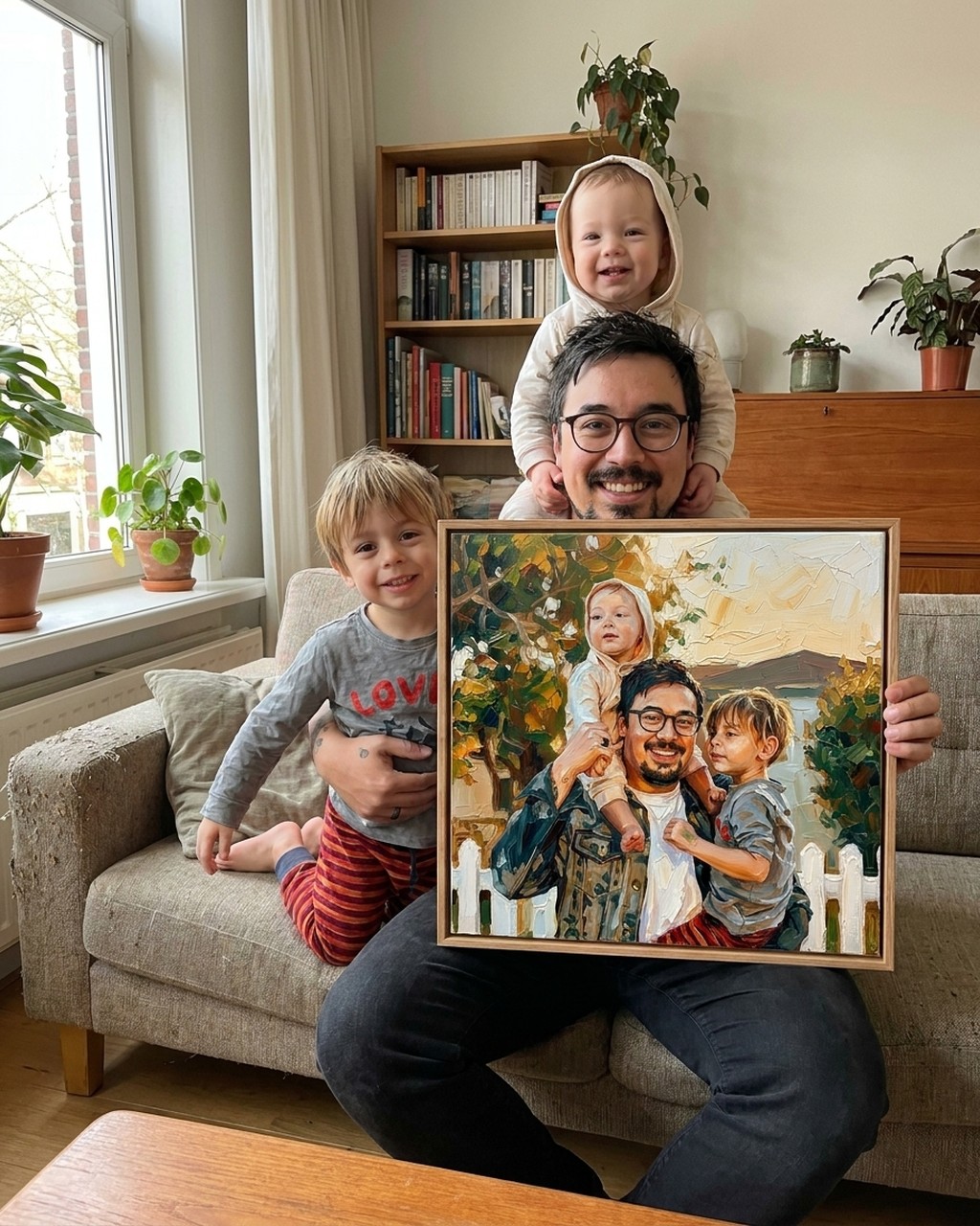 Impasto oil artwork in a real home