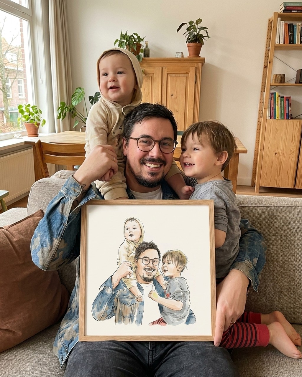Group artwork in a real home