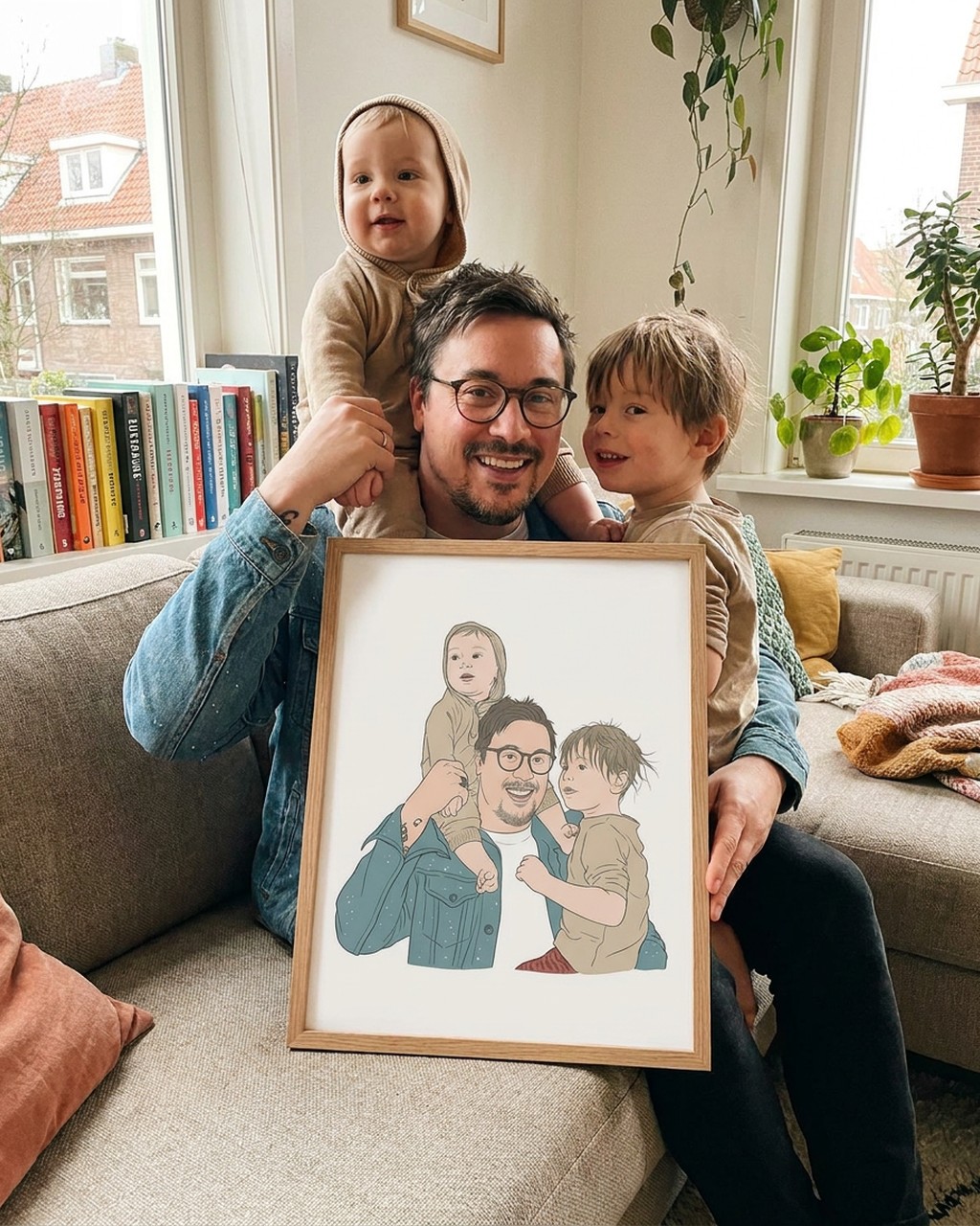 Group artwork in a real home