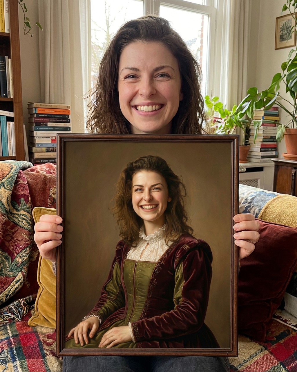 Royal portrait artwork in a real home
