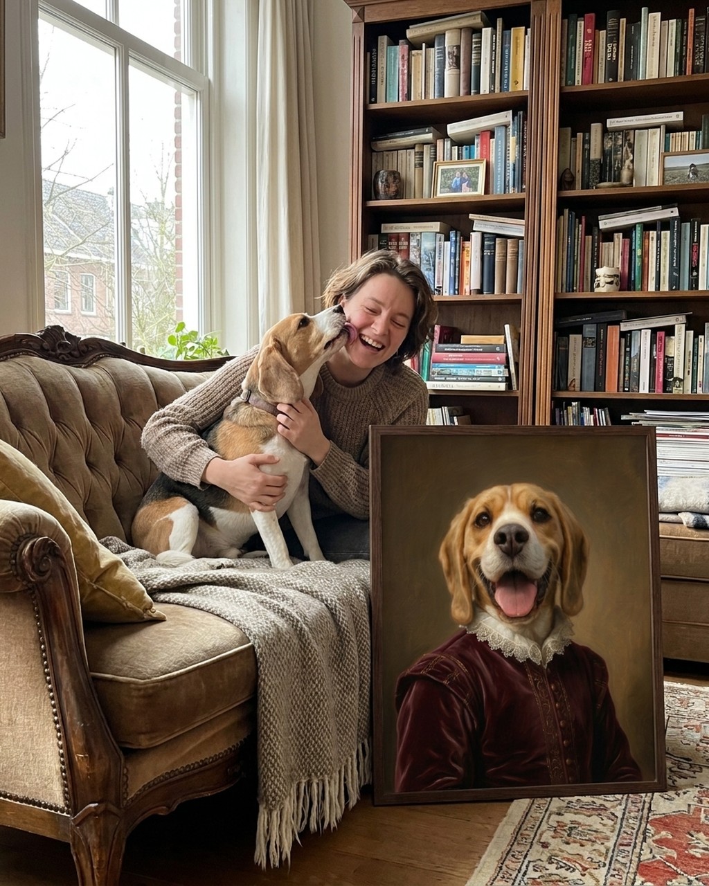 Royal portrait artwork in a real home