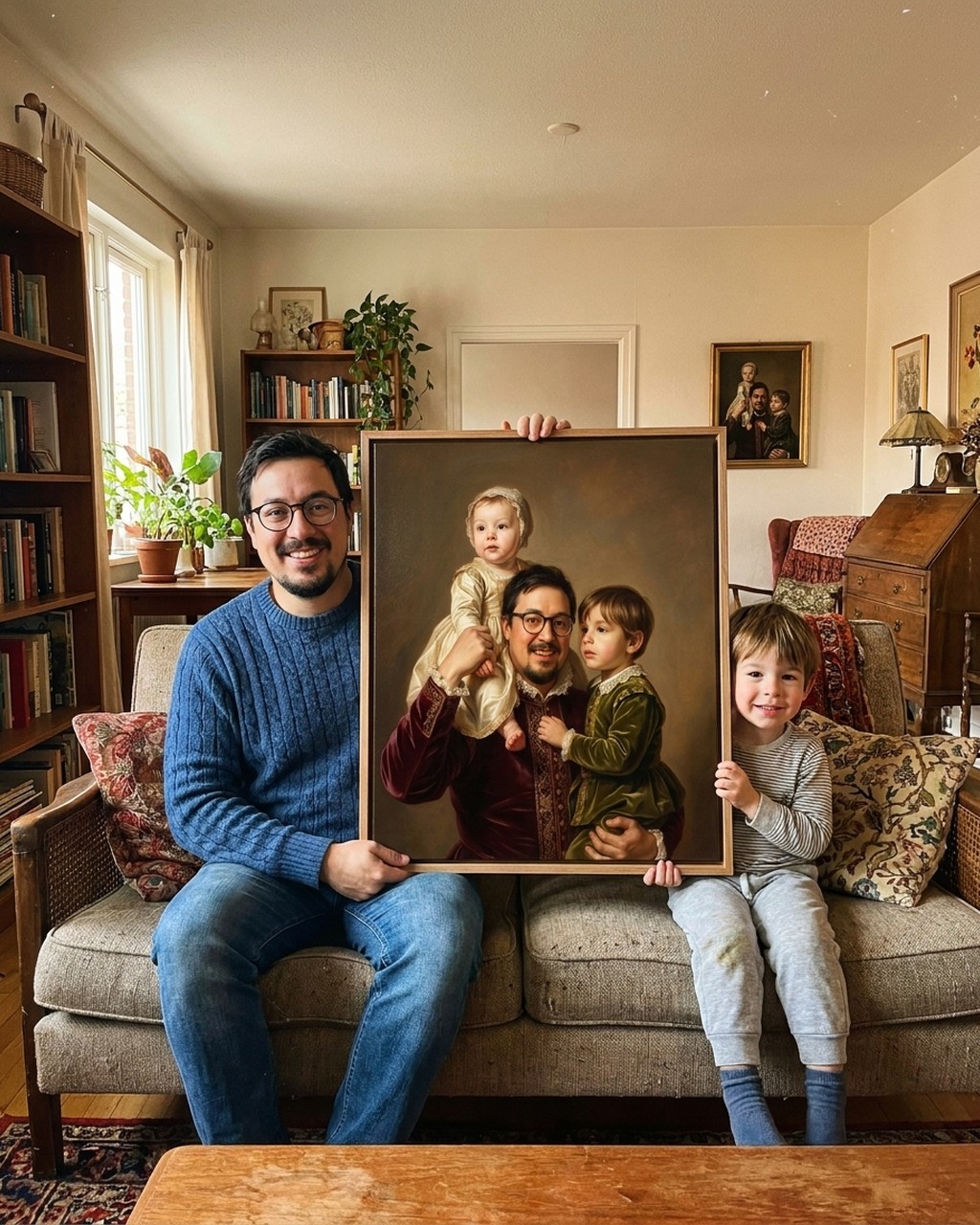 Royal portrait artwork in a real home