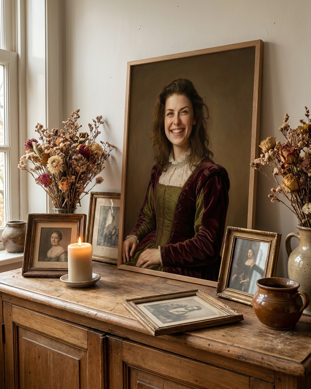 Royal portrait artwork in a real home