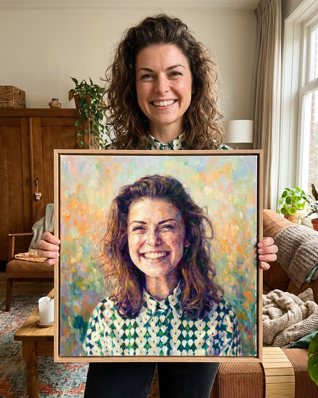 Luminous impressionism artwork in a real home