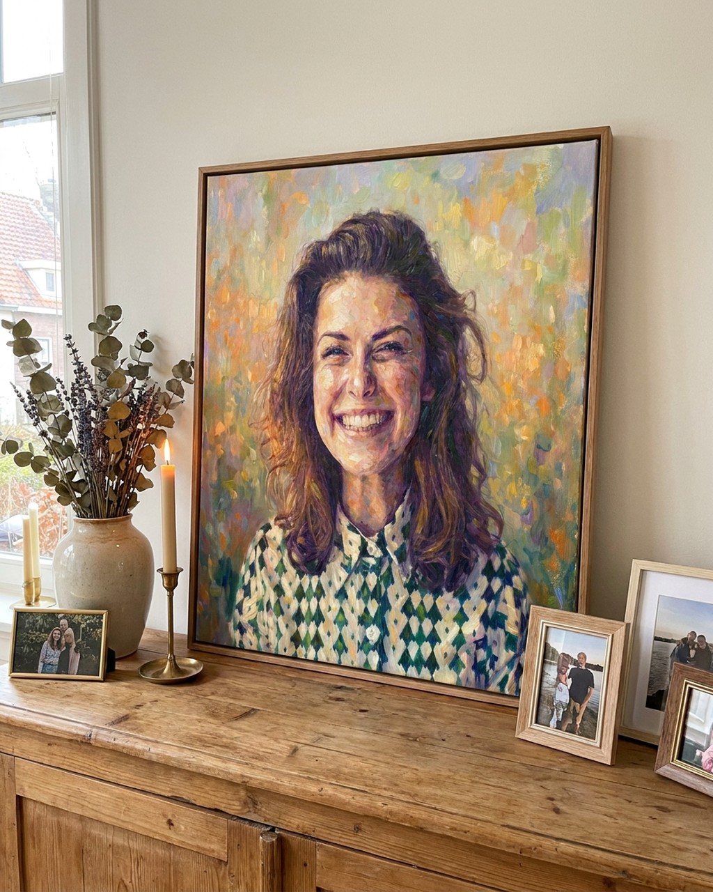 Luminous impressionism artwork in a real home