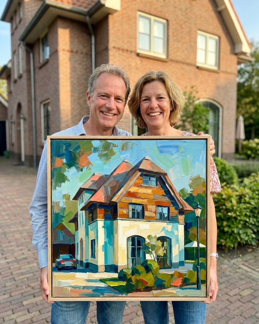 Modern kleurvlak kunstwerk bij iemand thuis