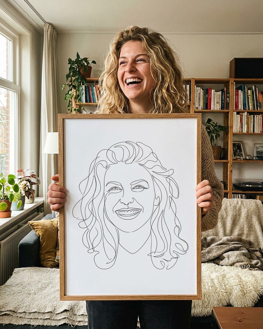 One-line artwork in a real home