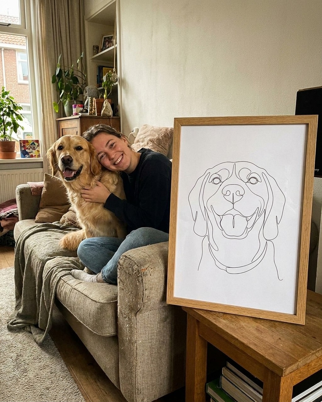 One-line artwork in a real home