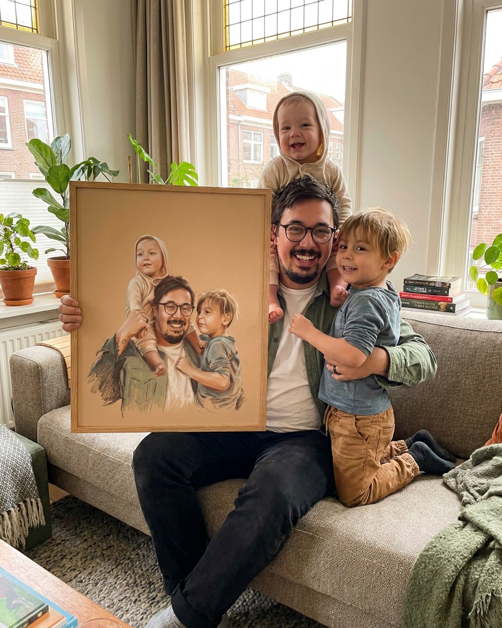 Group artwork in a real home