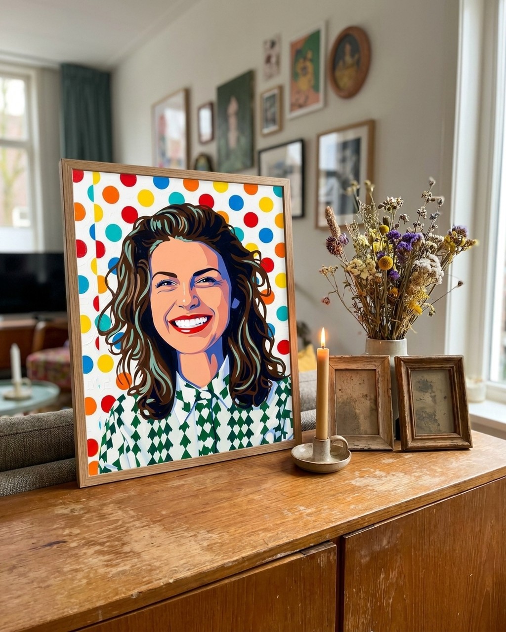 Pop-art kunstwerk bij iemand thuis
