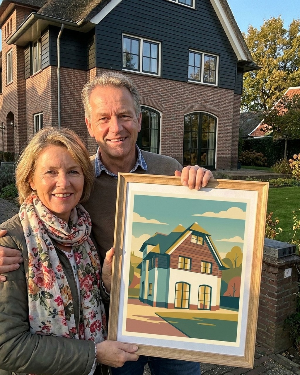 Retro travel poster artwork in a real home