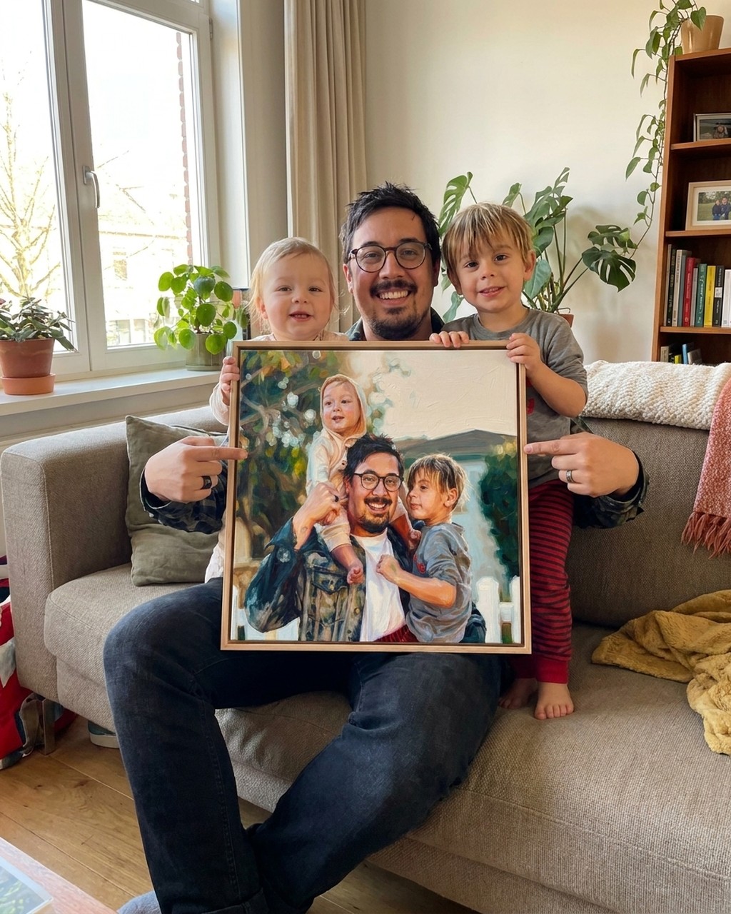 Group artwork in a real home