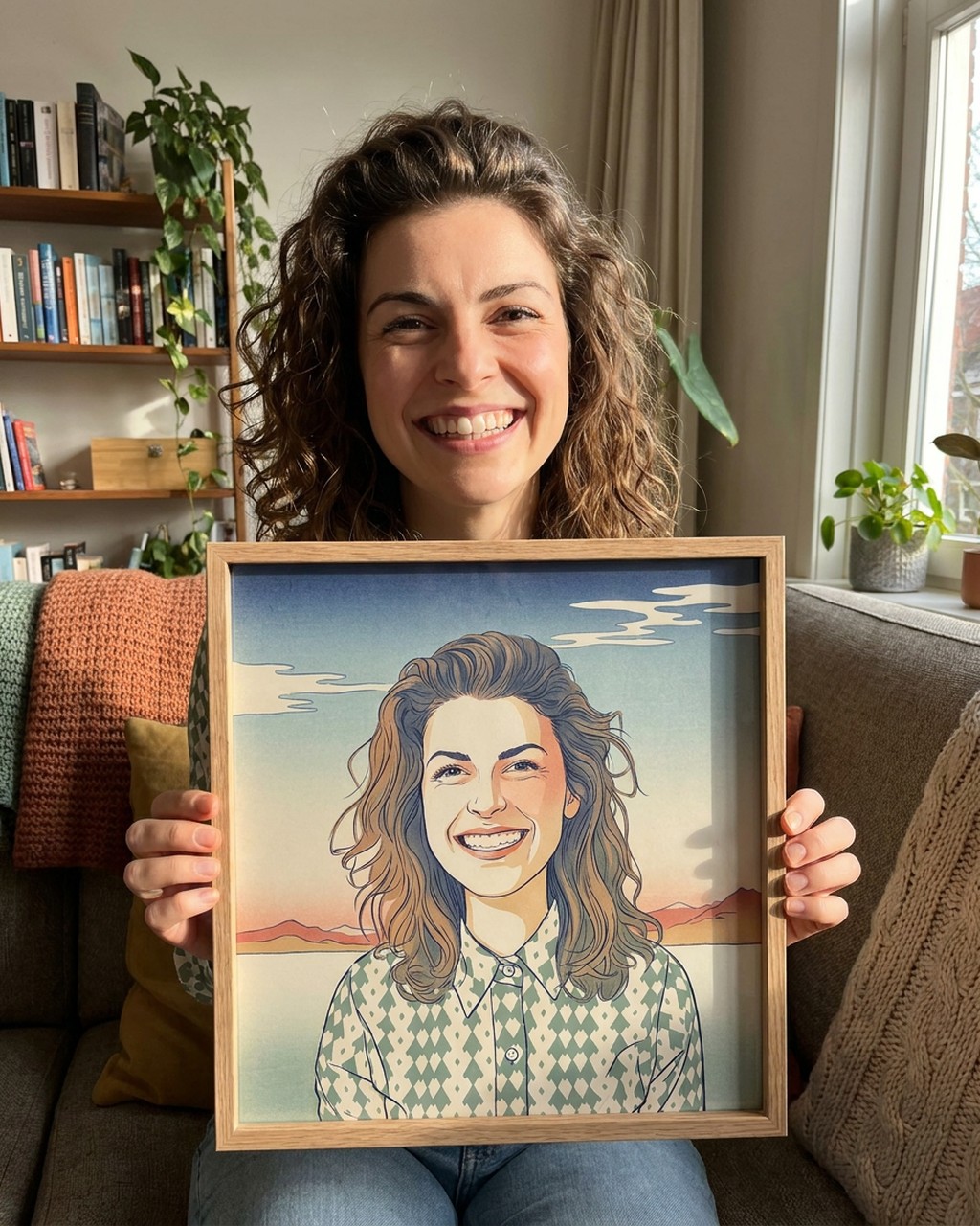Japanese woodblock artwork in a real home