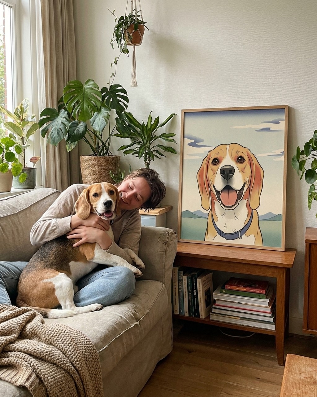 Japanese woodblock artwork in a real home