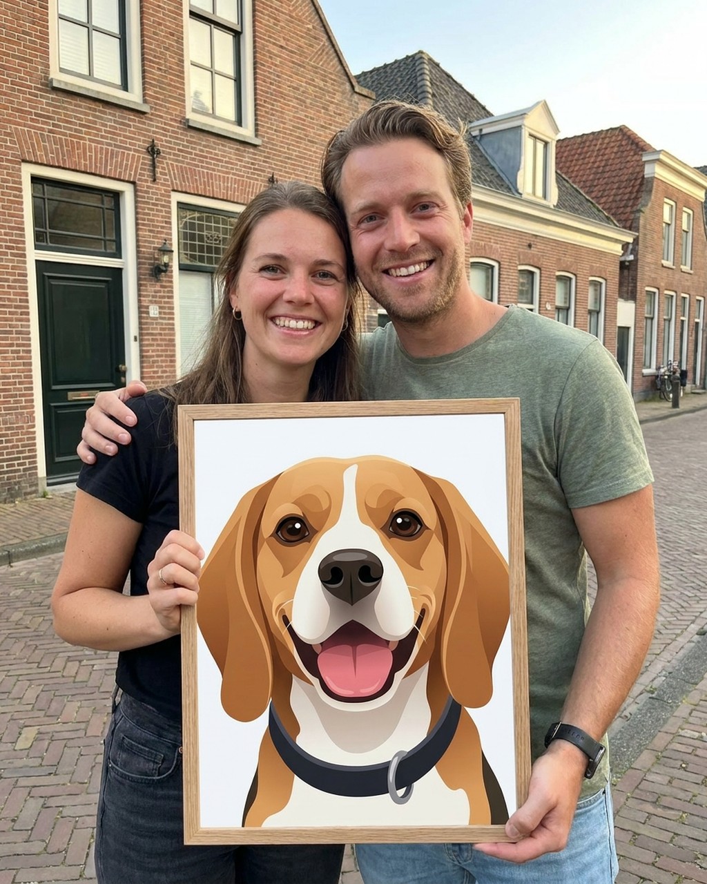 Cartoon kunstwerk bij iemand thuis