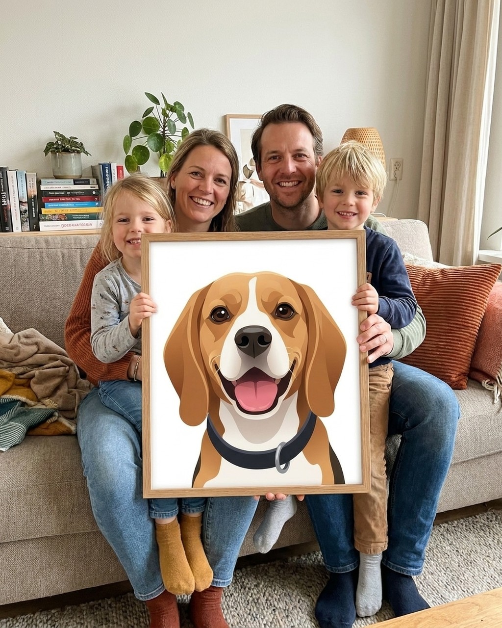 Cartoon kunstwerk bij iemand thuis