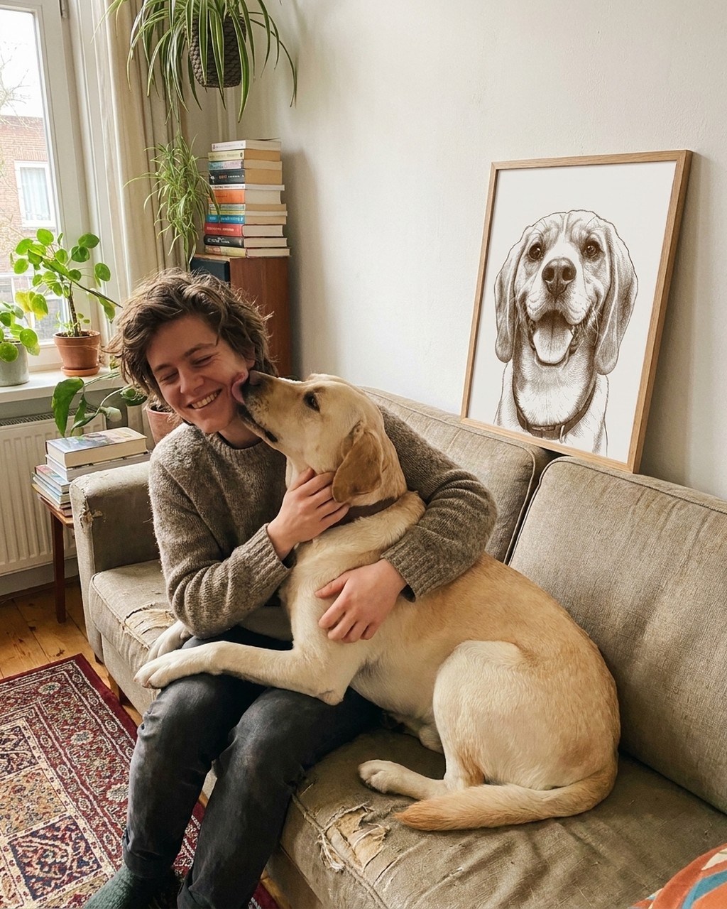 Vintage etching artwork in a real home