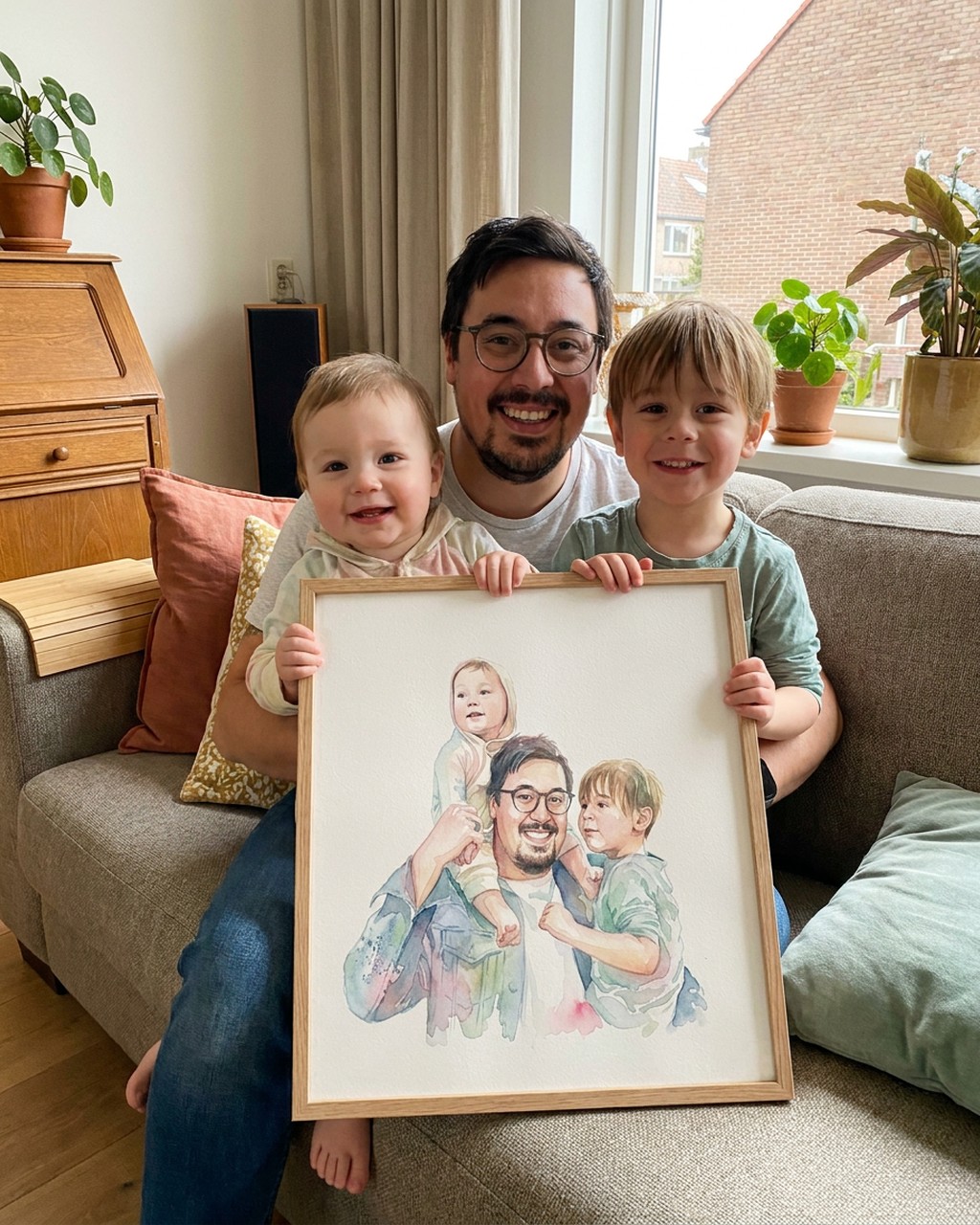 Group artwork in a real home