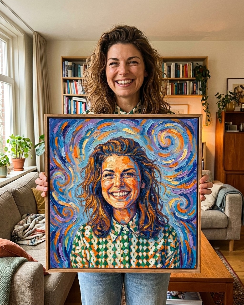 Wervelende verf kunstwerk bij iemand thuis