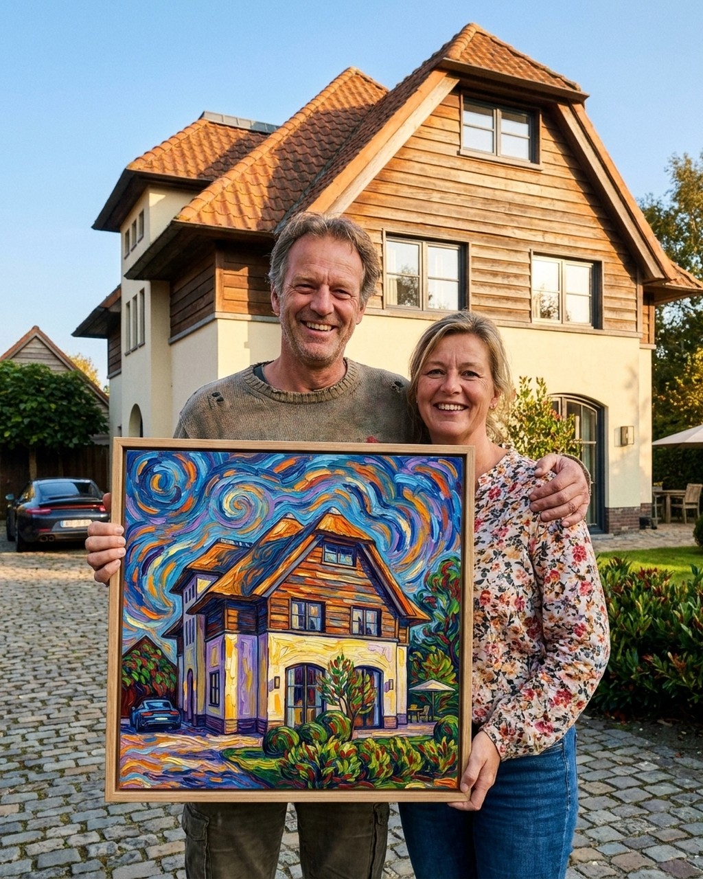 Wervelende verf kunstwerk bij iemand thuis