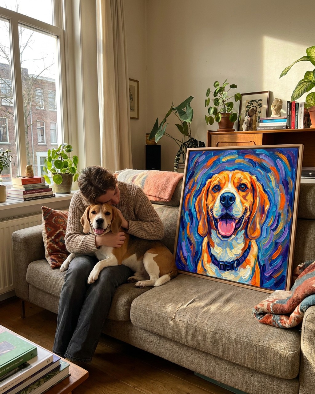 Wervelende verf kunstwerk bij iemand thuis